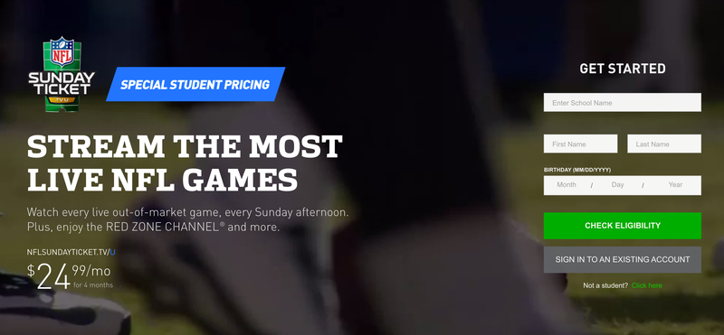 NFL Sunday Ticket TVU, $100